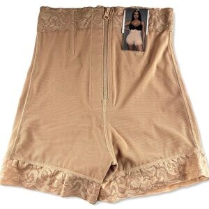 BEWICKED Hug Me Close Body Shaper Shorts - Nude Lace Shapewear with Zipper